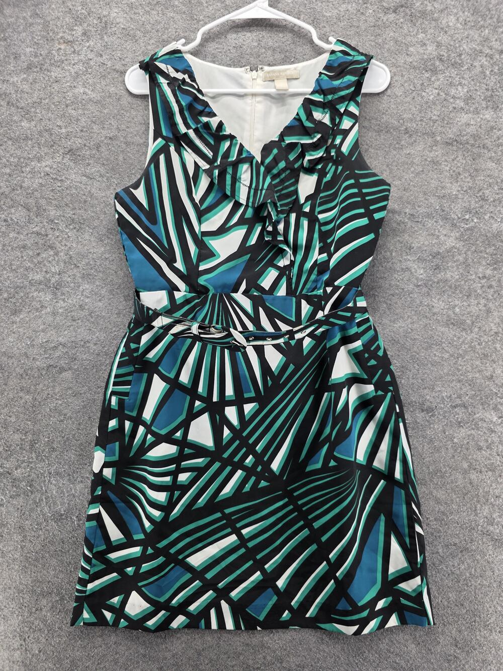 Banana Republic Dress Womens 10 Petite Multicolor Fit & Flare Knee Length V-Neck